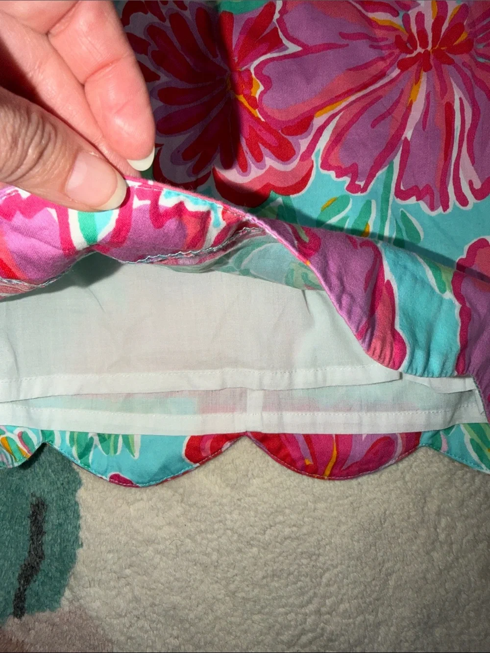 Lilly Pulitzer Aqua Dress with Pink Floral Print and Rosette